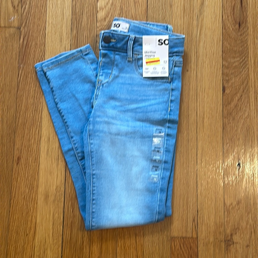 SO Girl's Mid Rise Jogging Ripped Jeans, Size 12, NWT
